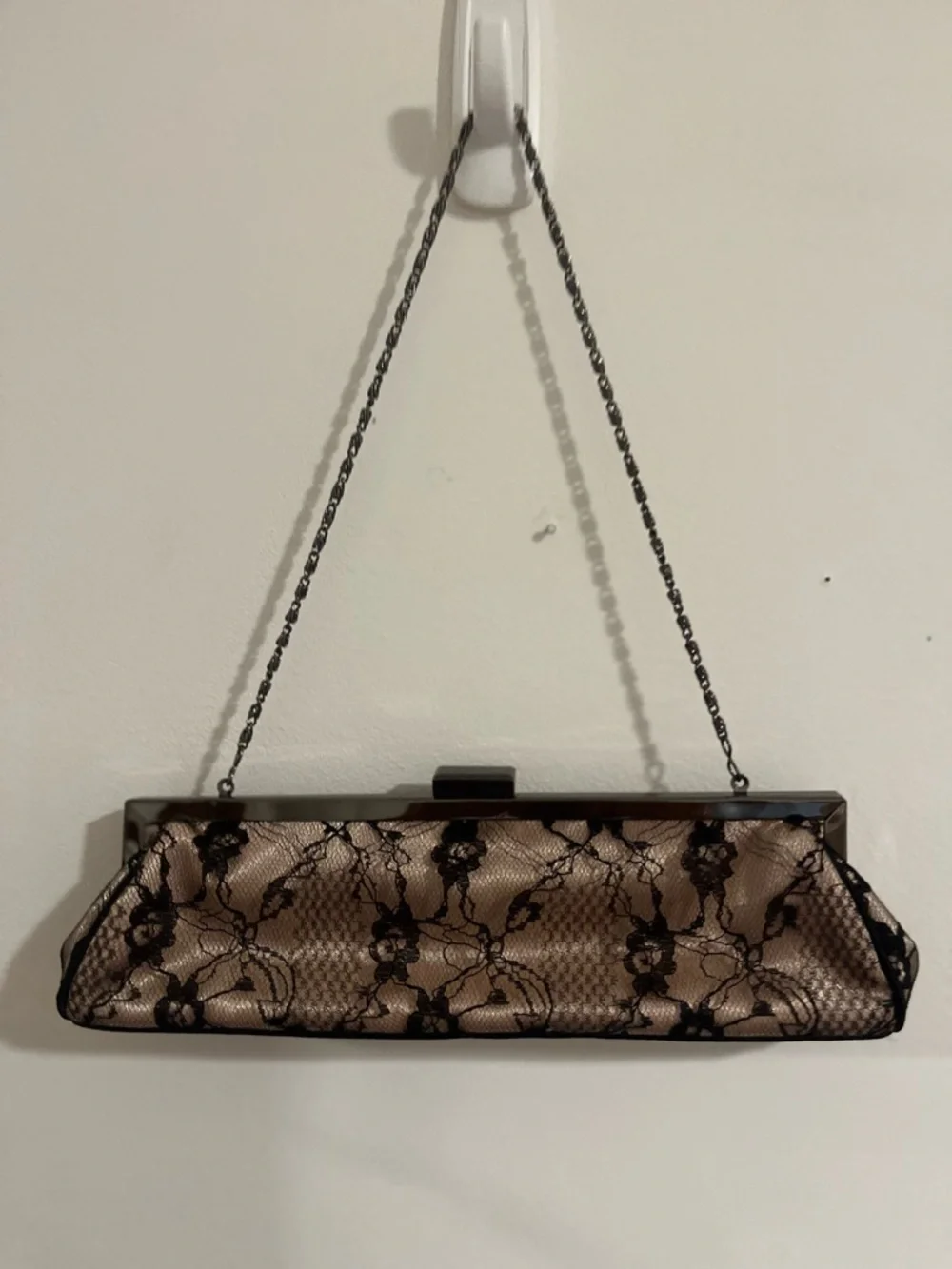 New Elegant Black Lace Evening Clutch - Nude Base - Picture 6 of 7